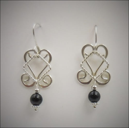 DKC-774 Earrings, Silver and Onyx at Hunter Wolff Gallery